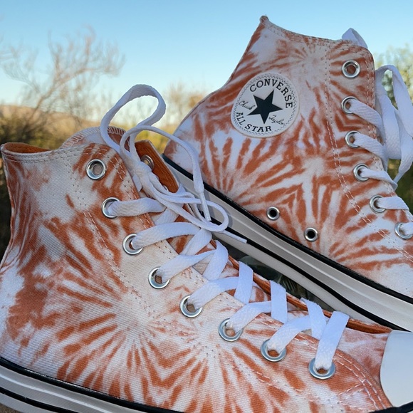 New Orange Sunburst Tie Dye Converse Hi Tops Sz 11 - Picture 7 of 15